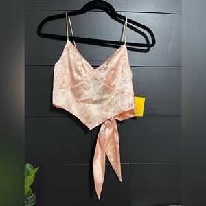 LA HEARTS Champaign Handkerchief Bustier Backless Crop Tank Top Silk SZ XS NWT